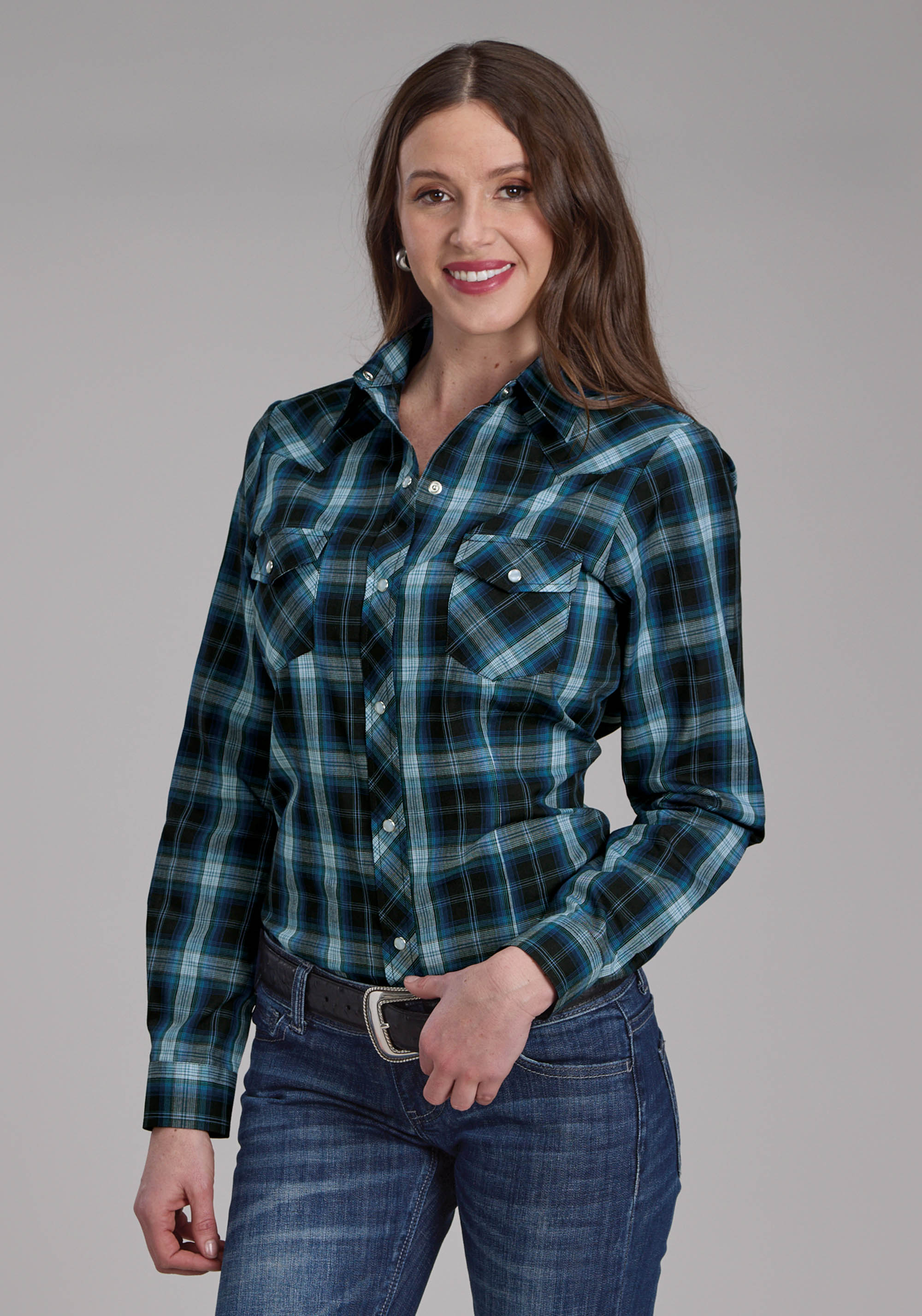 Roper Women's Blue Plaid Snap Shirt