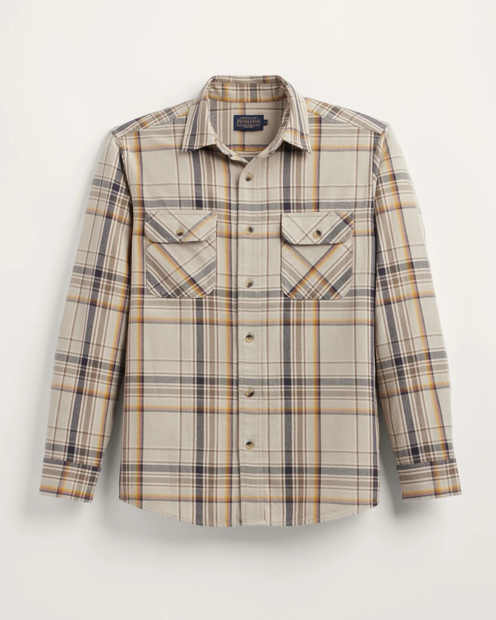 PENDLETON MEN'S BEACH SHACK LONG SLEEVE SHIRT - TAN MULTI-PLAID