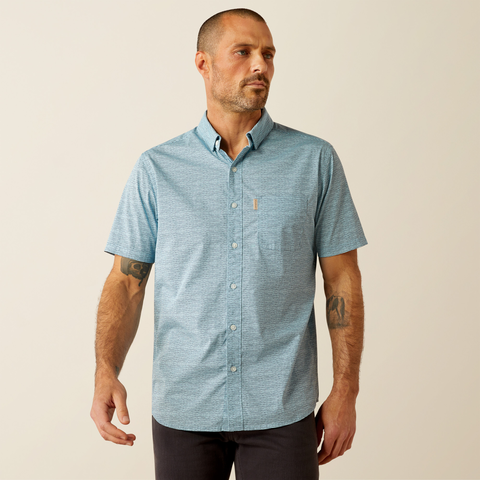 ARIAT MEN'S MONTE MODERN FIT SHIRT - AQUA