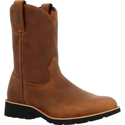 Rocky Monocrepe Unlined Pull-On Western Boot - Brown