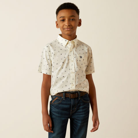 Ariat Boy's Colter Classic Fit Shirt - White