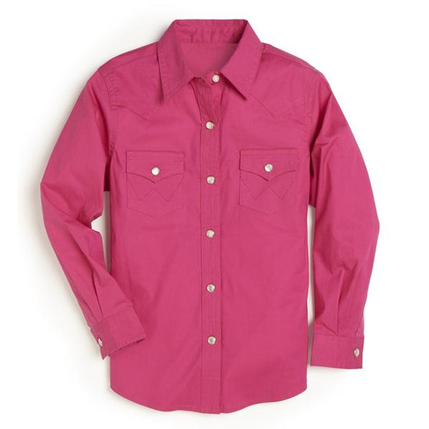 Wrangler Girl's Pink Long Sleeve Western Shirt