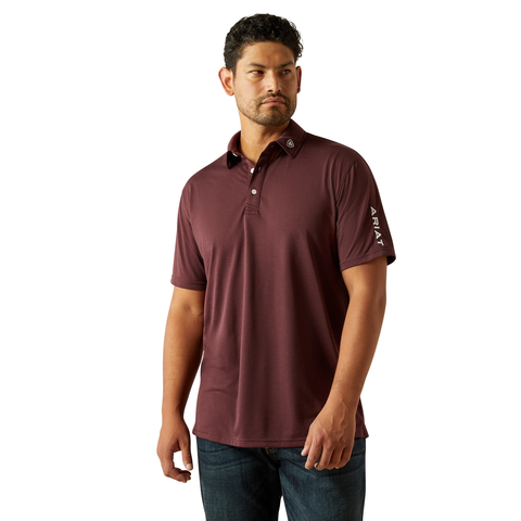 ARIAT MEN'S TEAM LOGO POLO - MALBEC