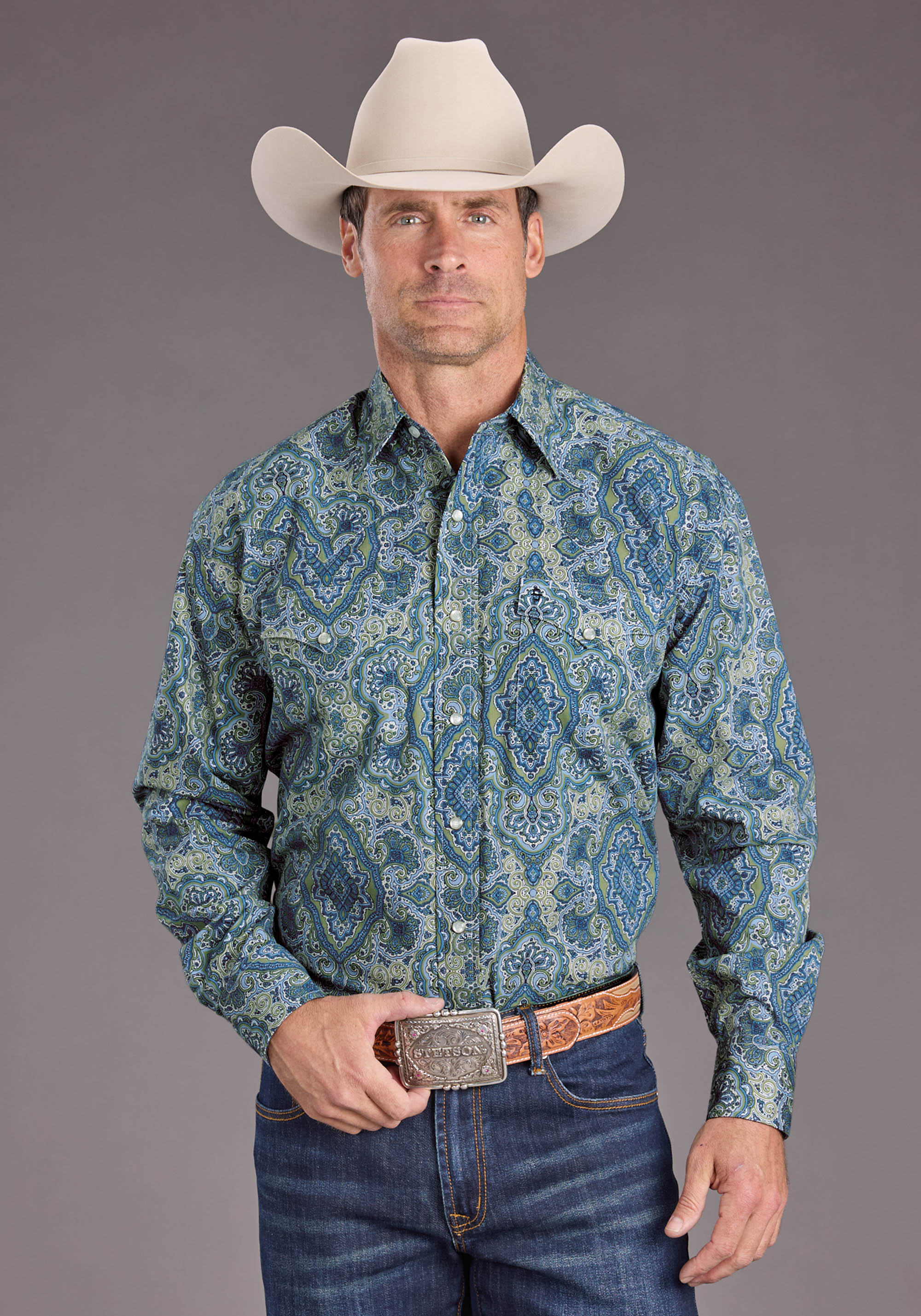 Stetson Men's Marble Paisley Long Sleeve Shirt