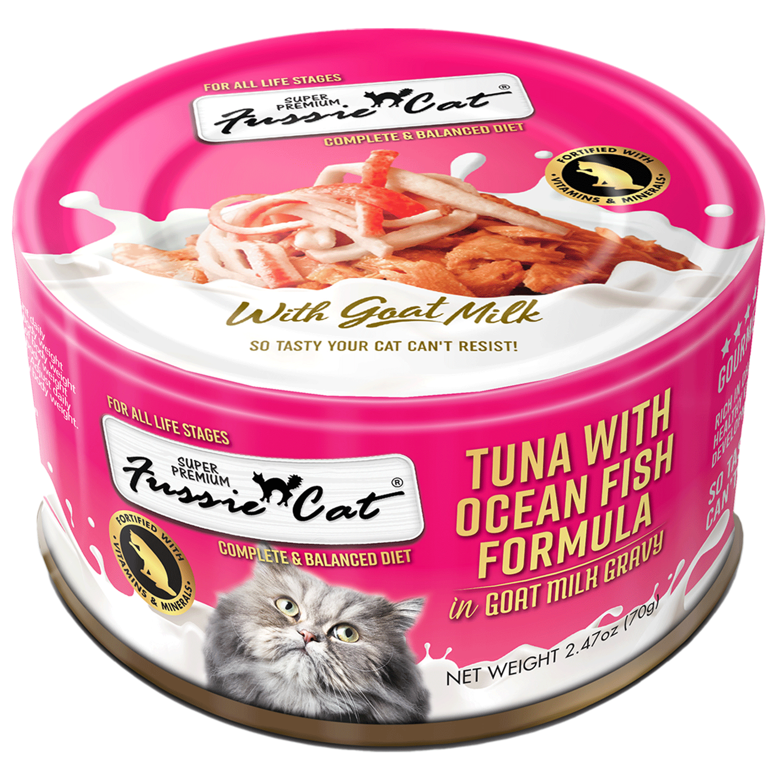 FUSSIE CAT TUNA WITH OCEANFISH IN GOAT MILK 2.4 OZ