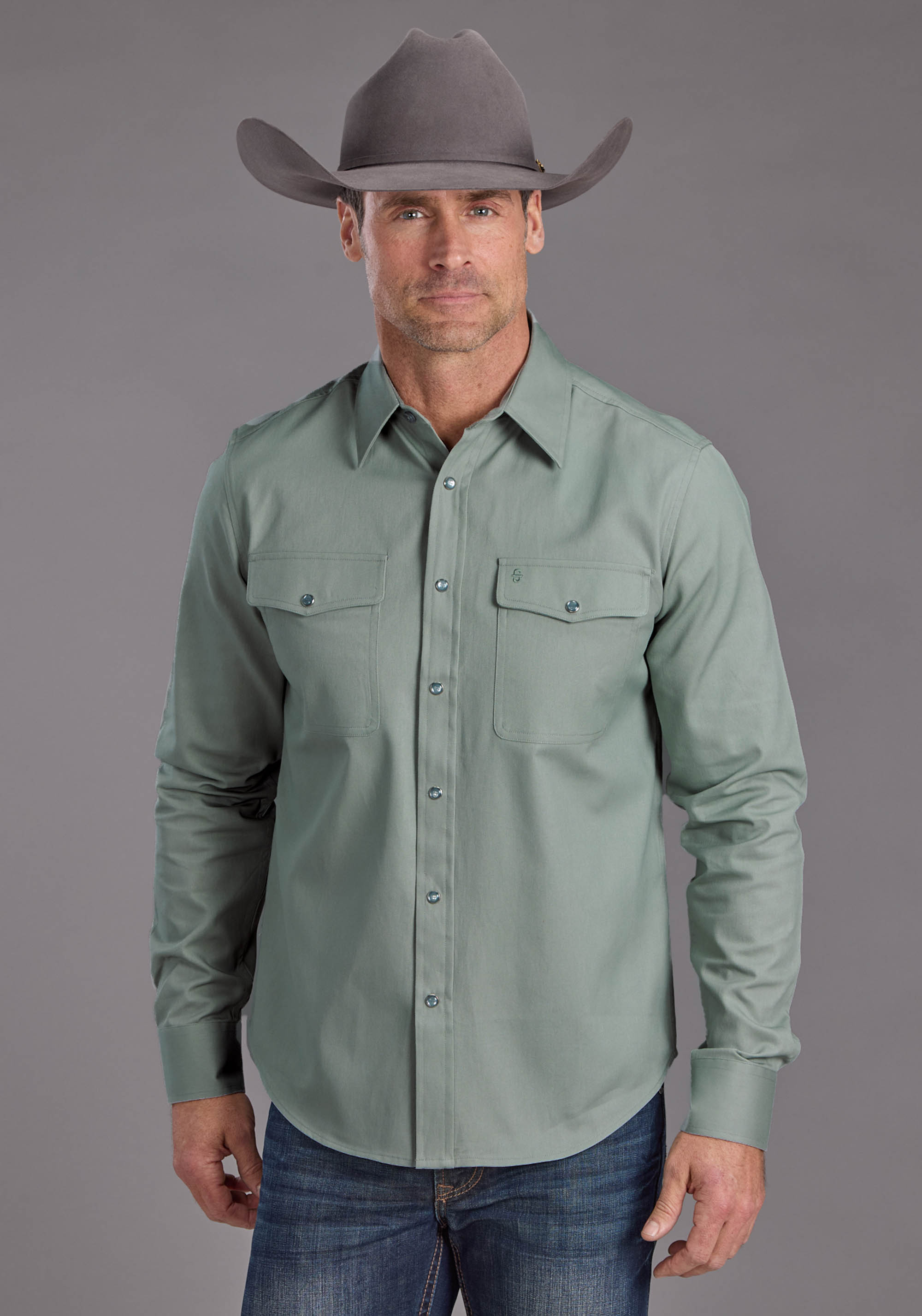 STETSON MEN'S SAGE TWILL LONG SLEEVE SHIRT