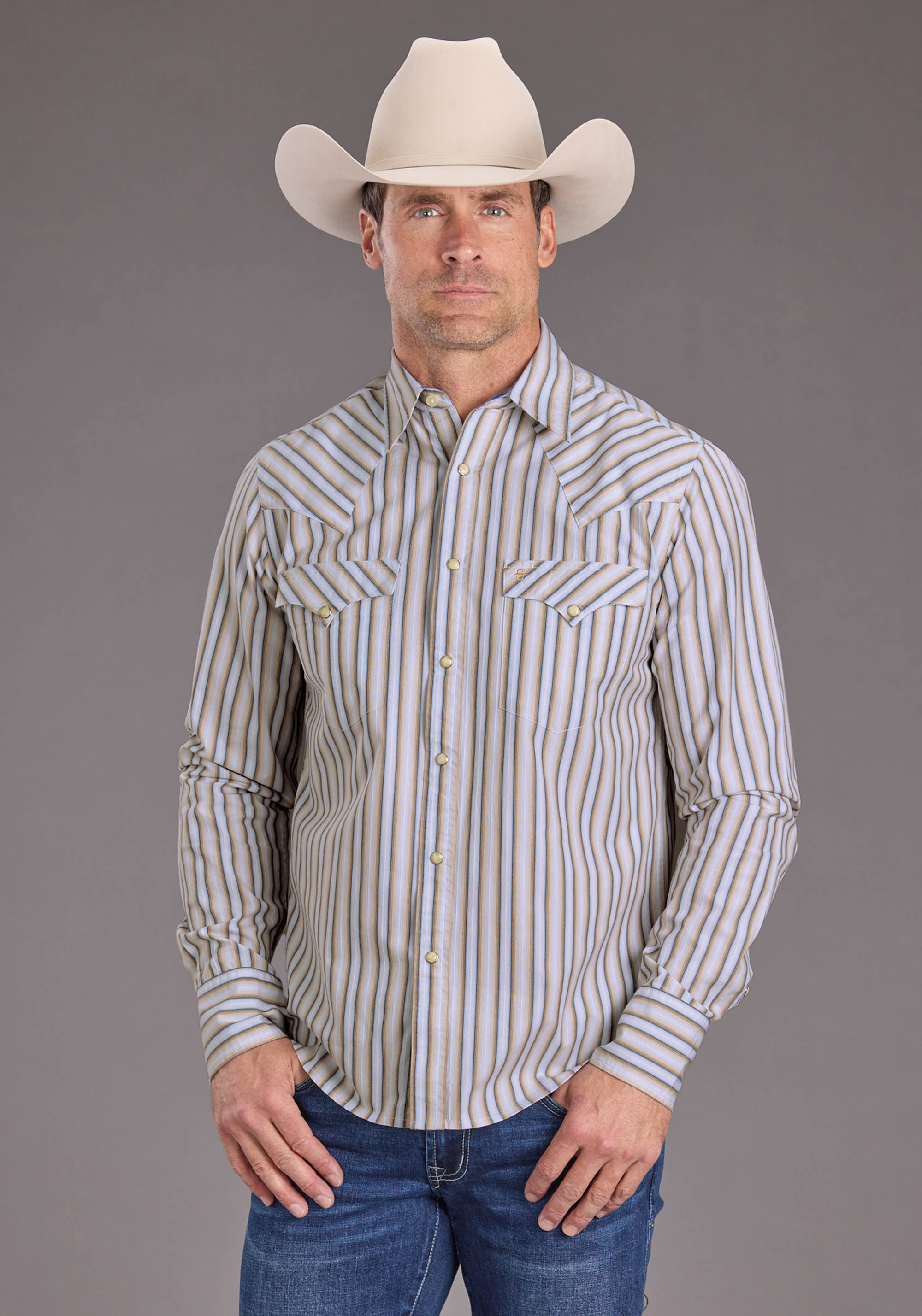 Stetson Men's Ombre Stripe Long Sleeve Shirt