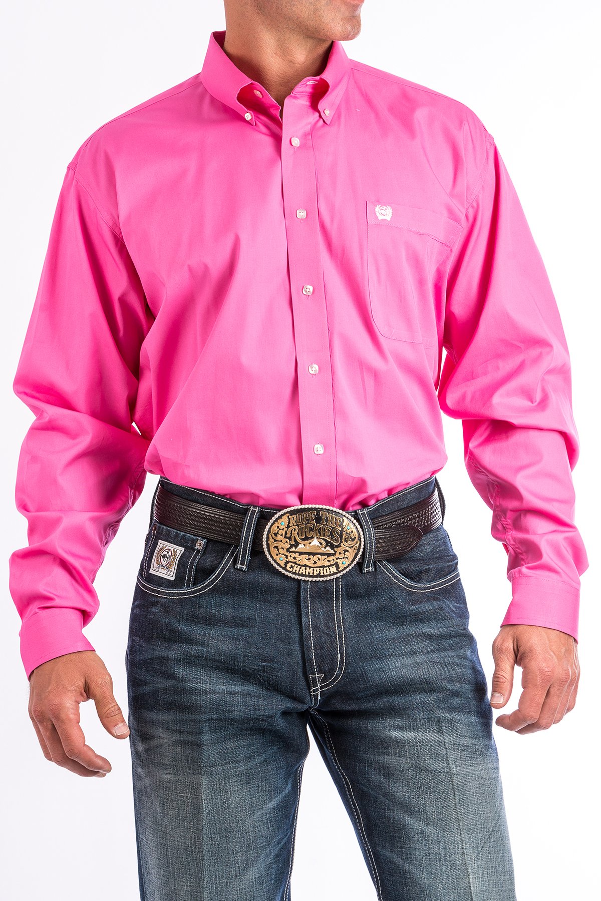 CINCH MEN'S PINK LONG SLEEVE BUTTON UP SHIRT