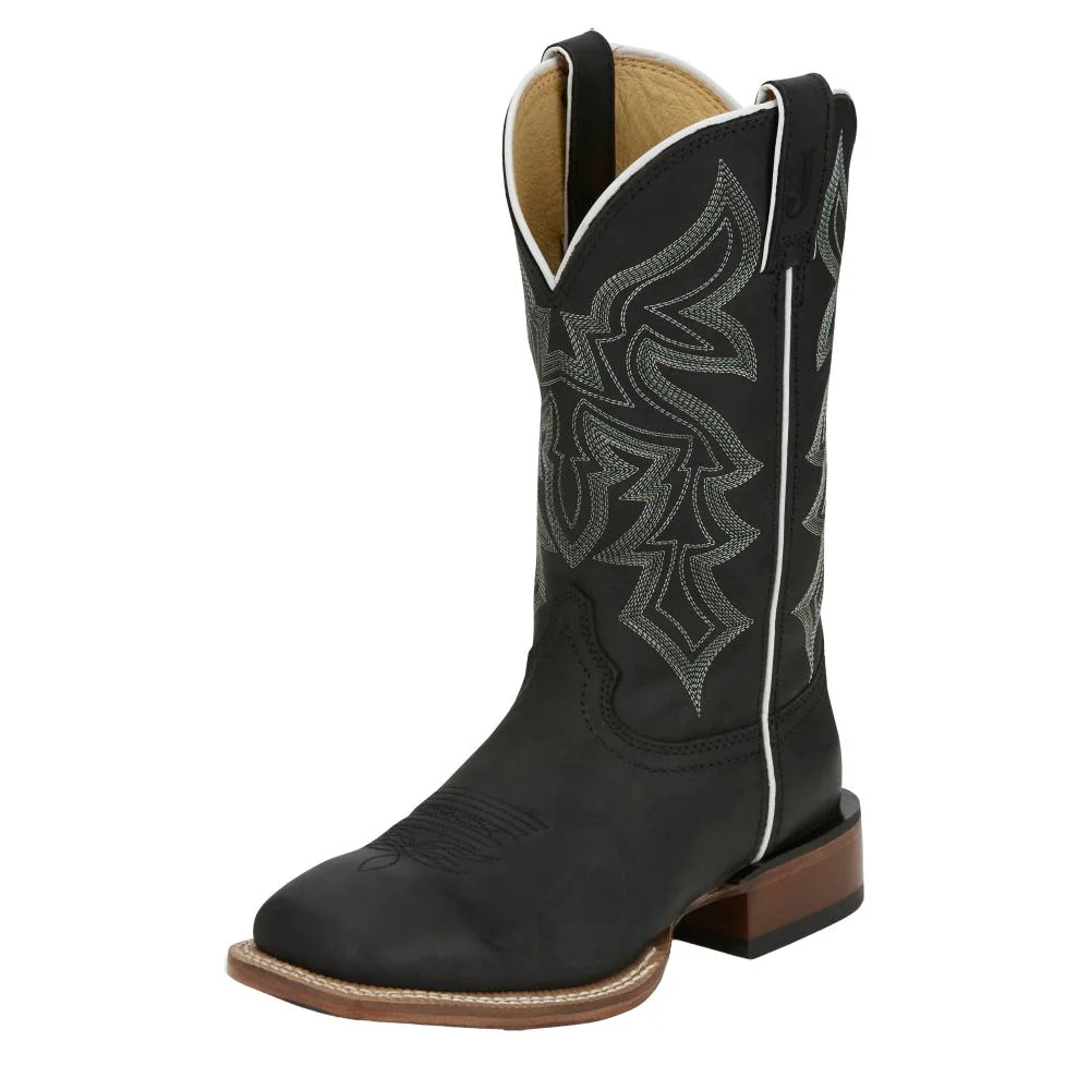 Justin Women's Miss Ellie Western Boot - Black Midnight Cowhide