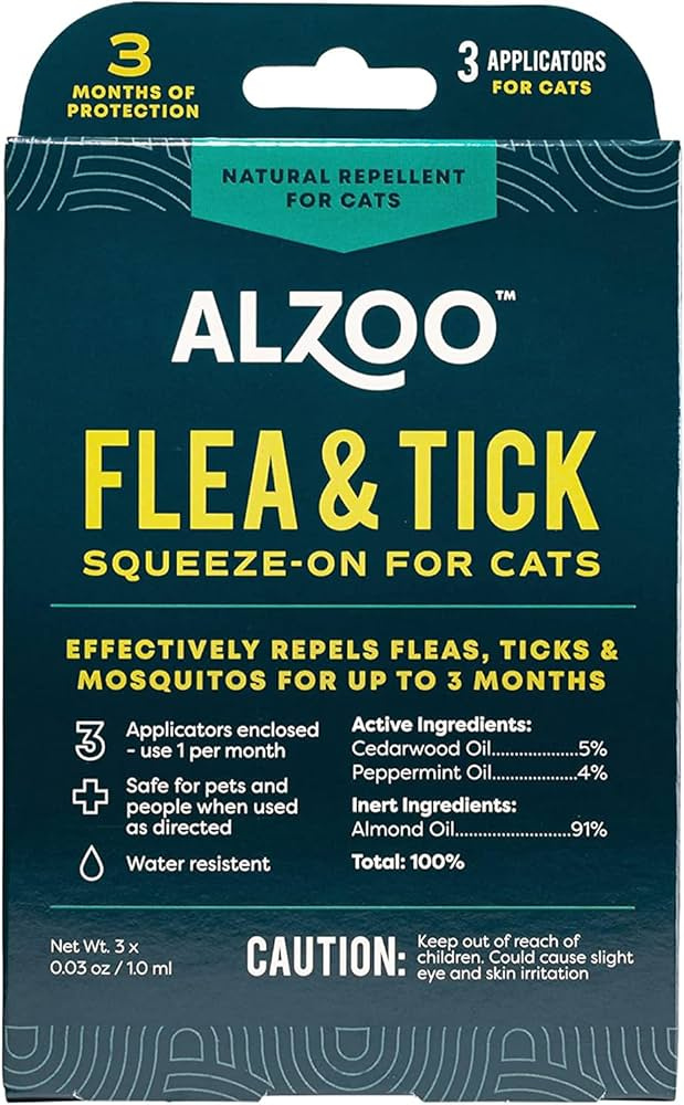 Alzoo Natural Flea and Tick Squeeze-on for Cats 3 pack