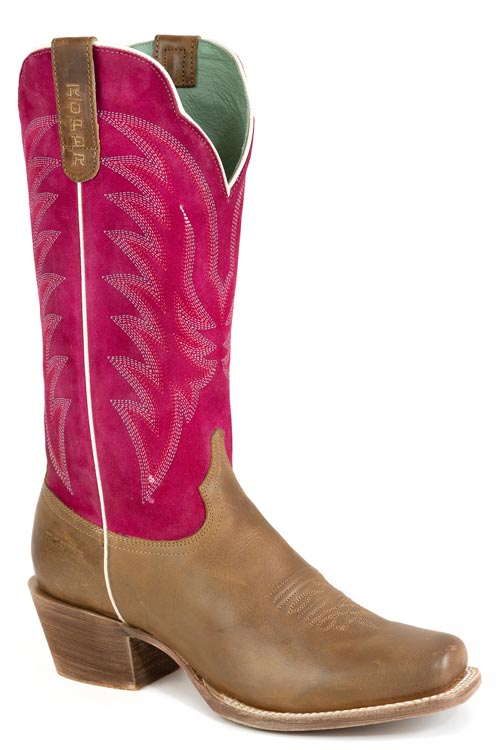Roper Women's Cowgirl Pink Suede Western Boot