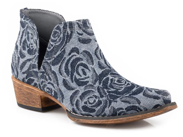 Roper Women's Ava Denim Floral Snip Toe Boot