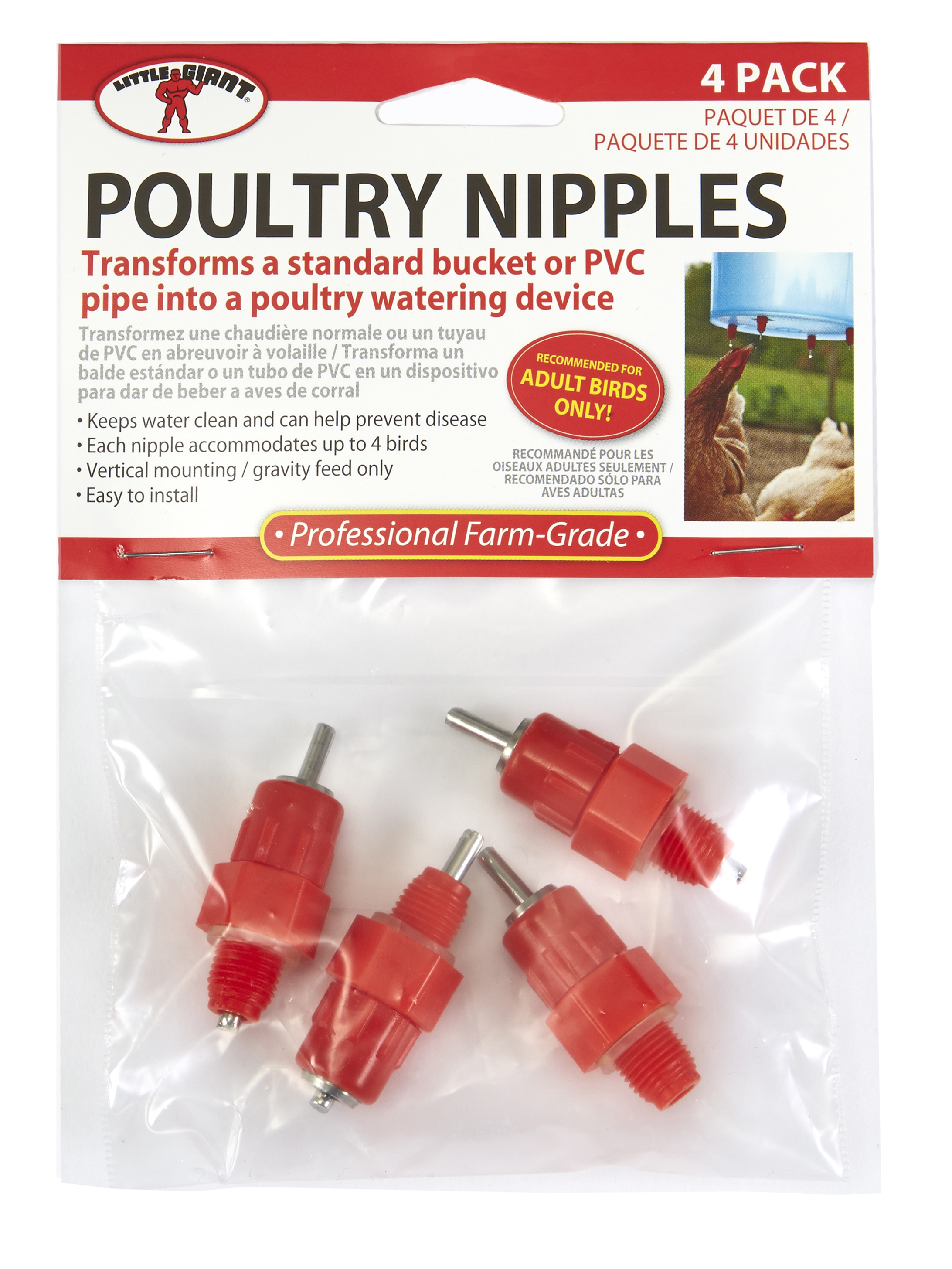 Screw In Poultry Nipple 4pk