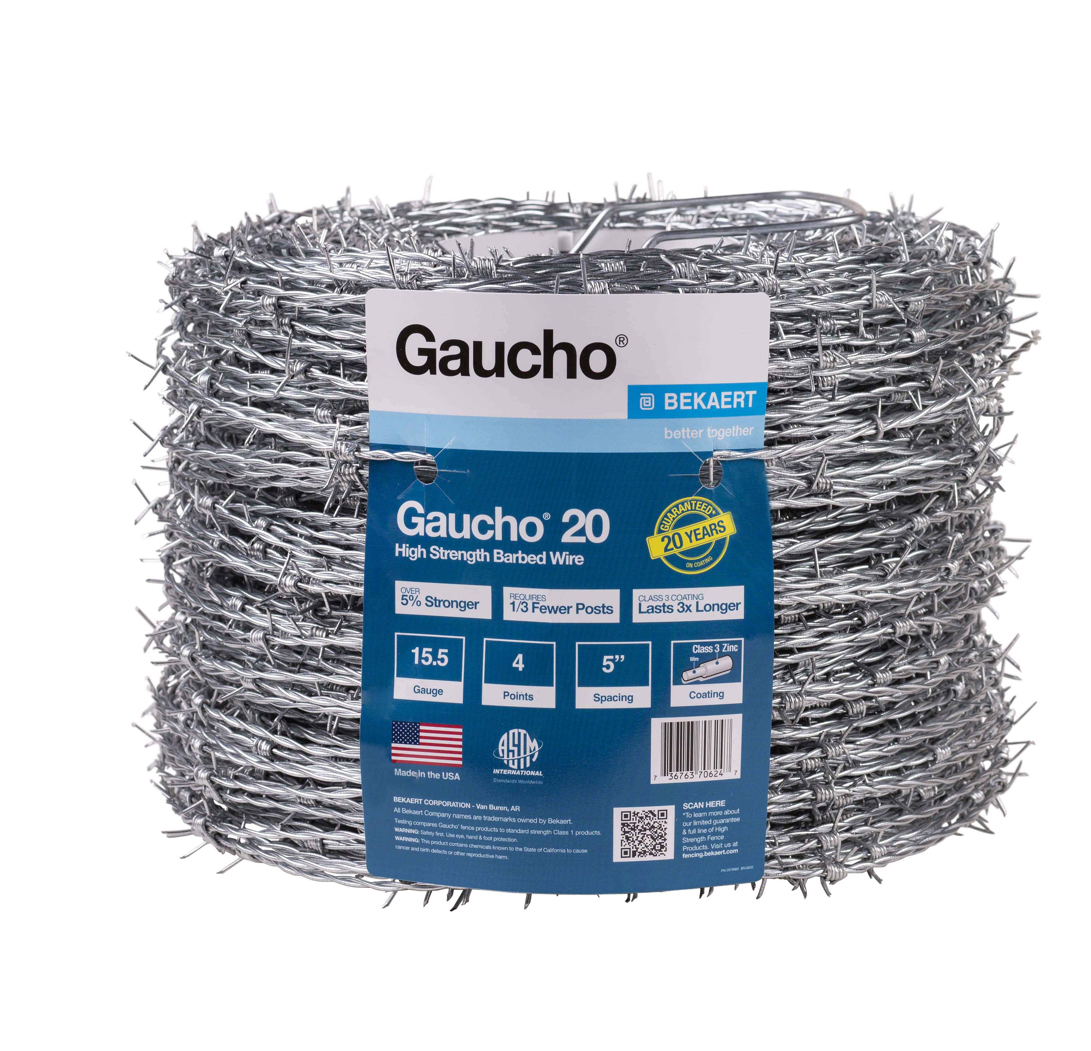 Barb Wire Bekaert Gaucho 15 1/2 ga. High Tensile 1320 ft.