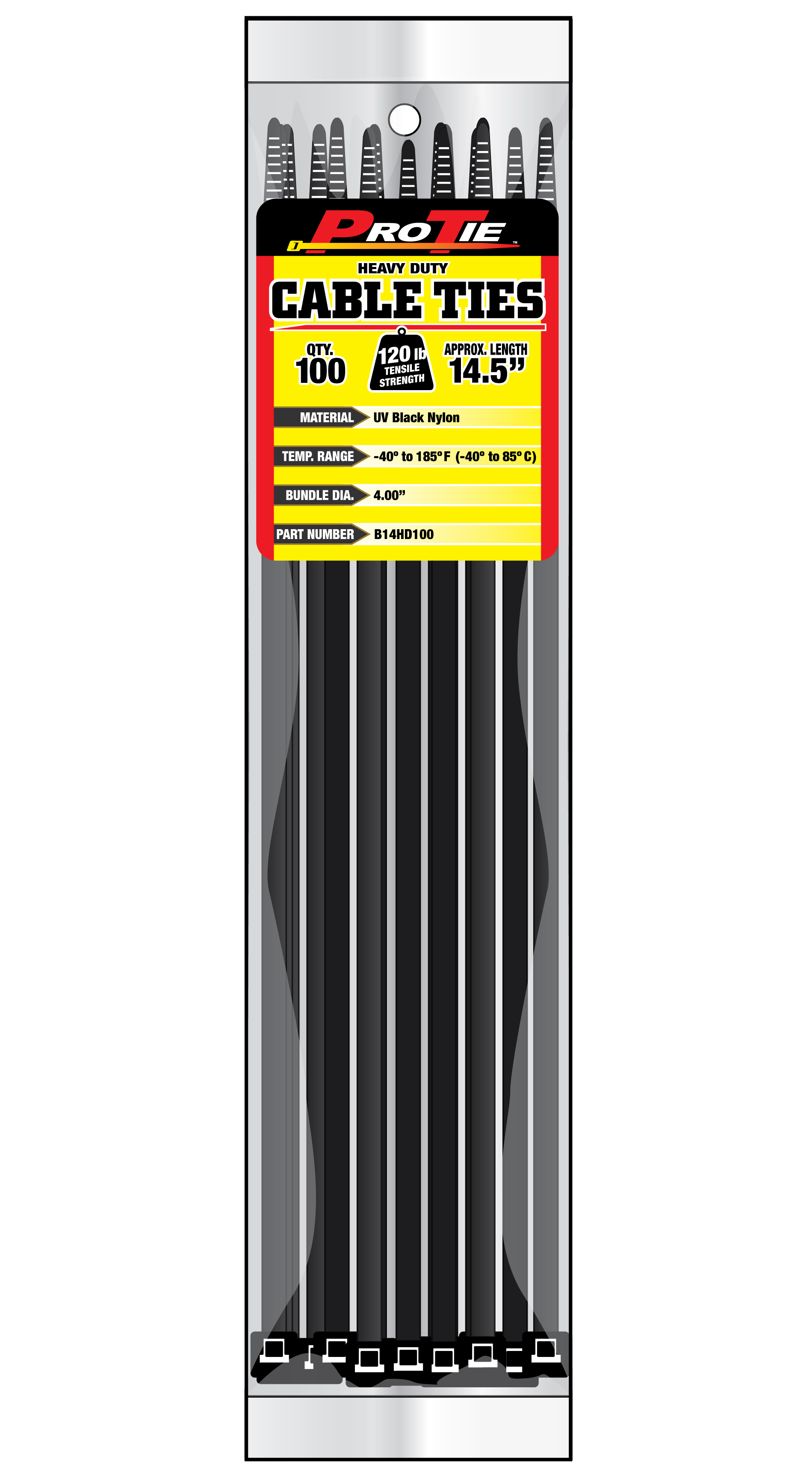 Cable Tie 100 pack 14" Black 120#