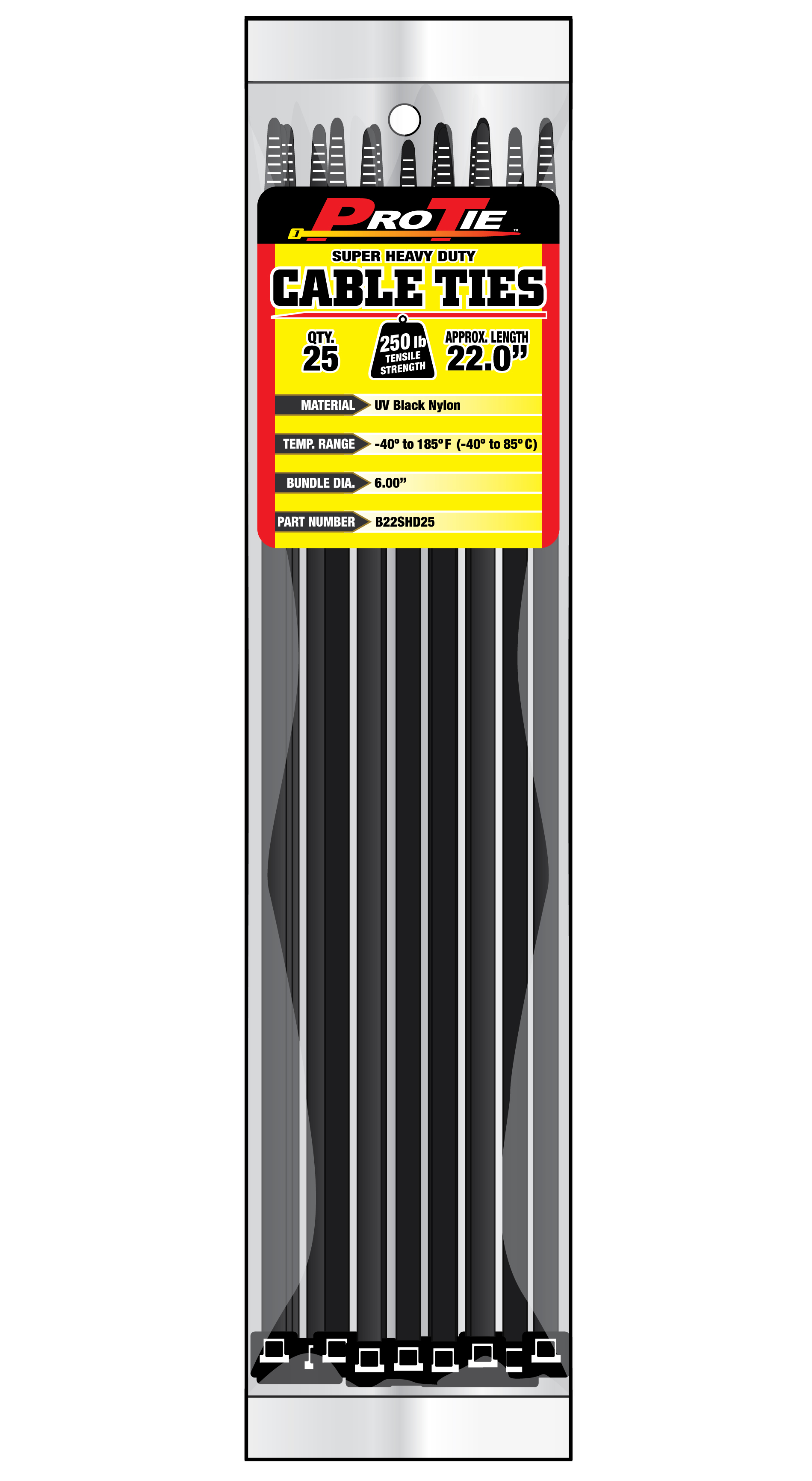 Cable Tie 25 pack 22" Black 250 lb