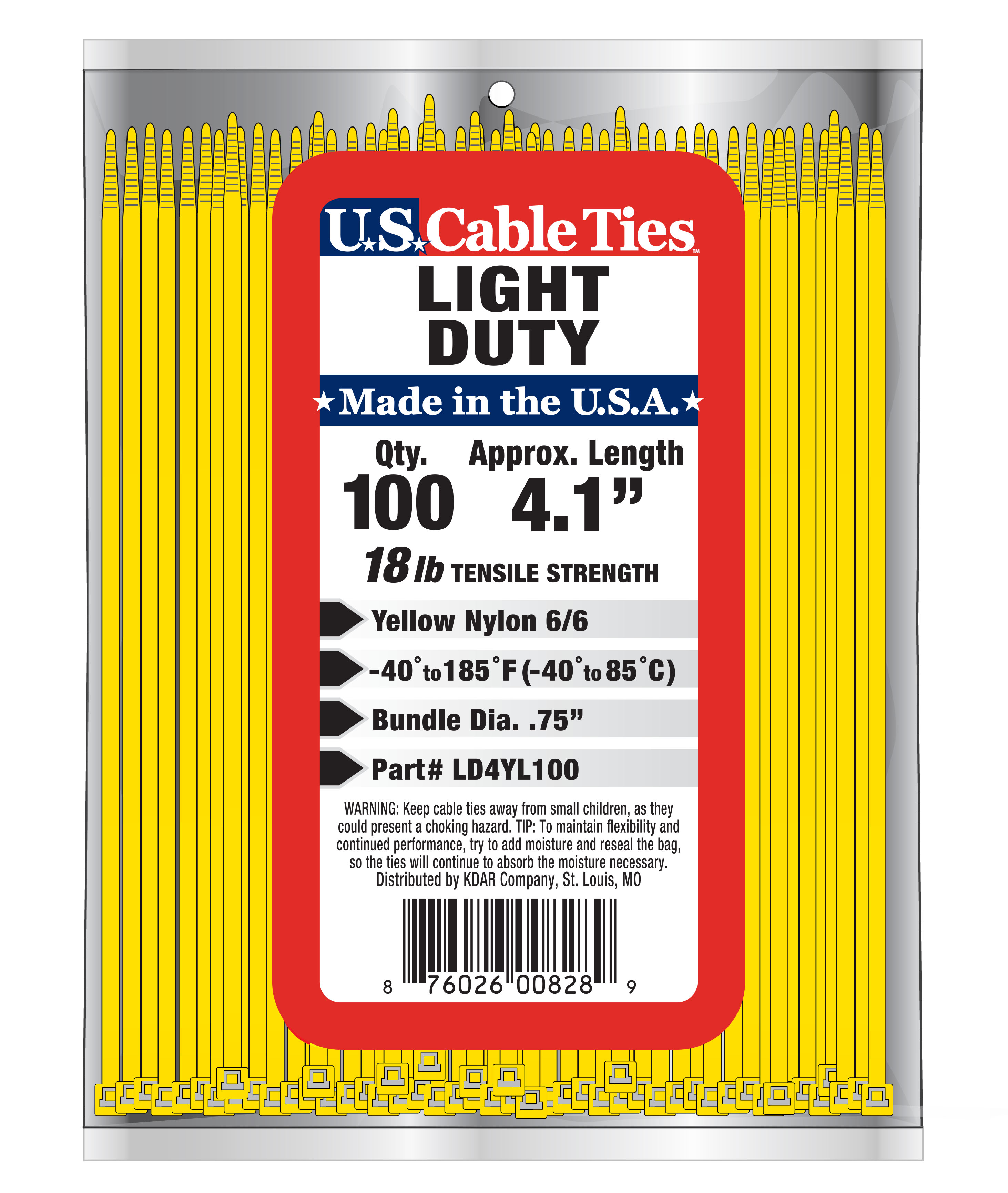 Zip Tie 100 Pack 4" Yellow