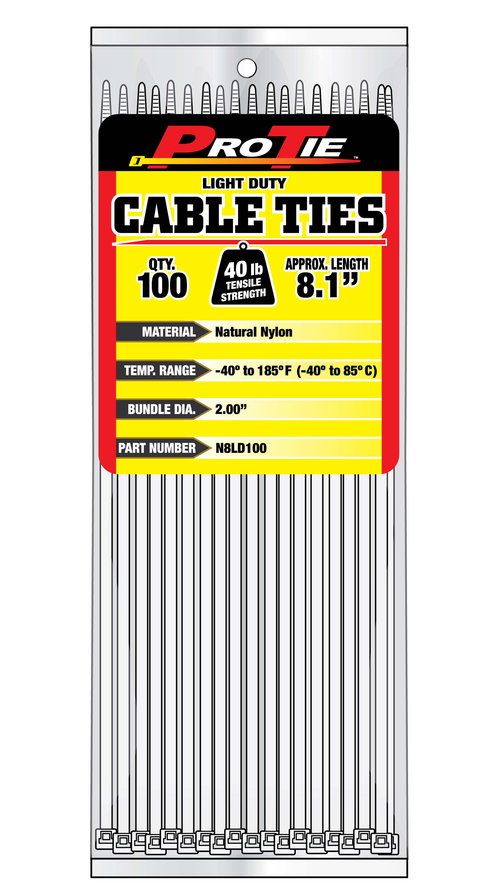 Zip Tie 100 Pack 8" L/D Natural