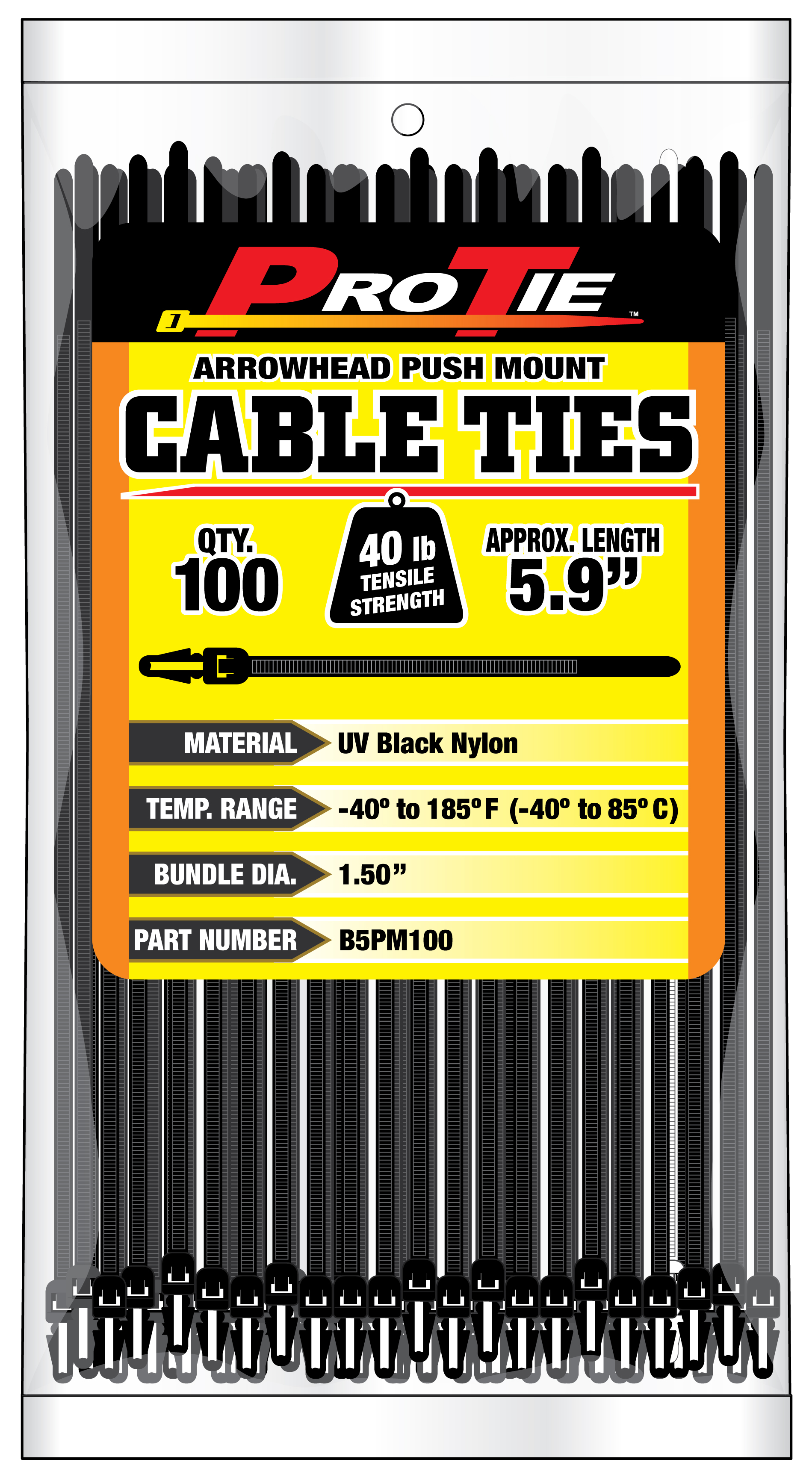 Zip Ties 5.9 P/M UV Nylon Black