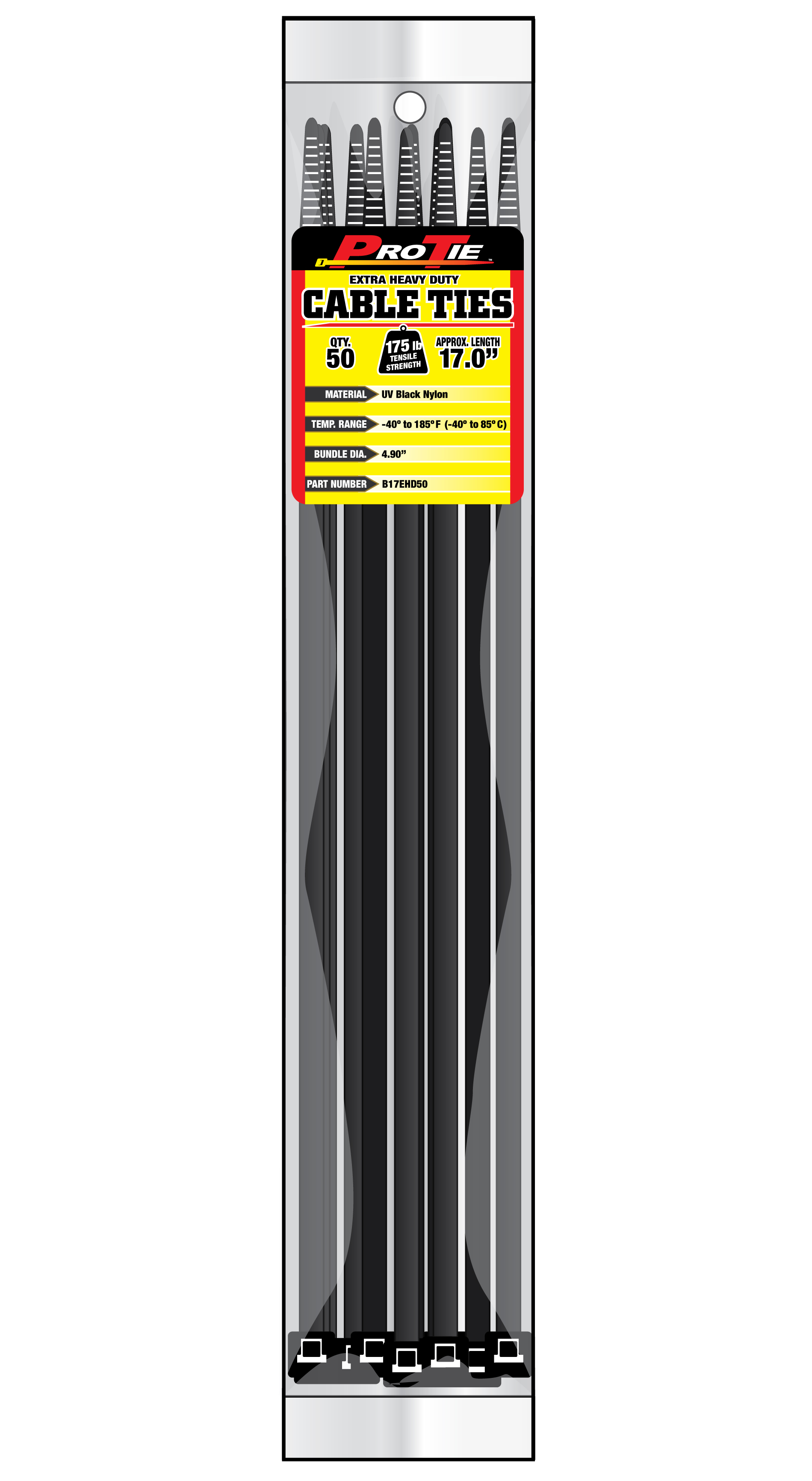 CABLE TIE 50 PACK 17" BLACK 175#