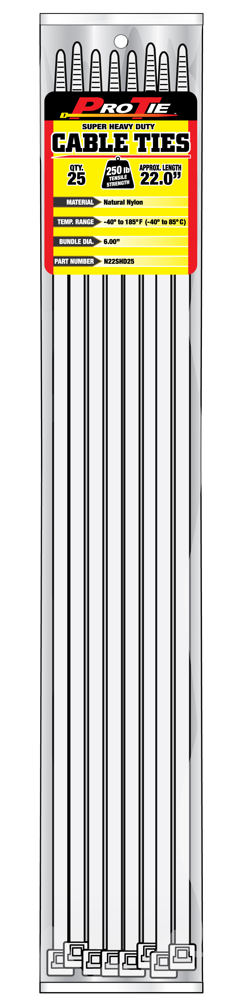CABLE TIE 25 PACK 22" NATURAL