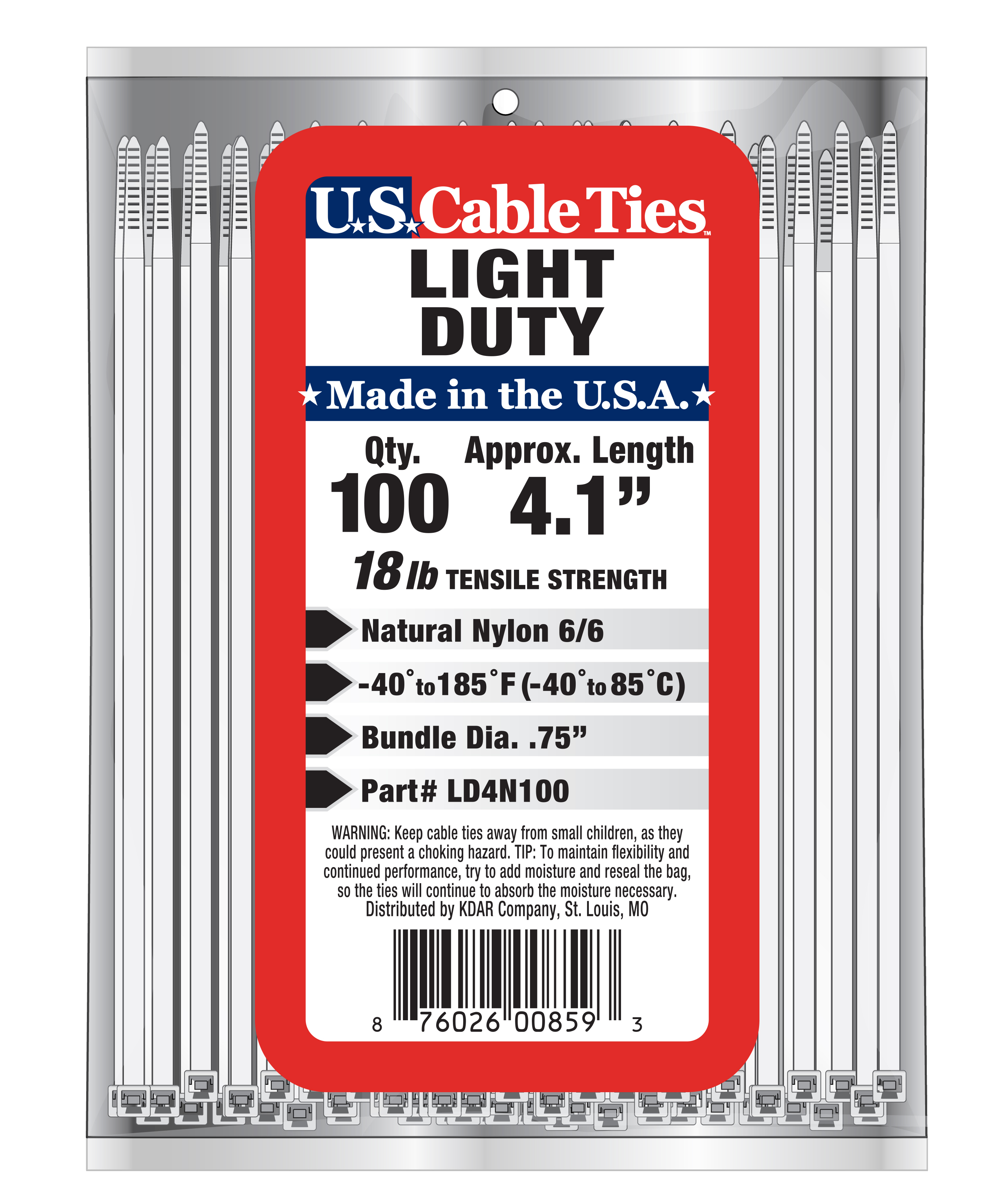 ZIP TIE 100 PACK 4" NATURAL