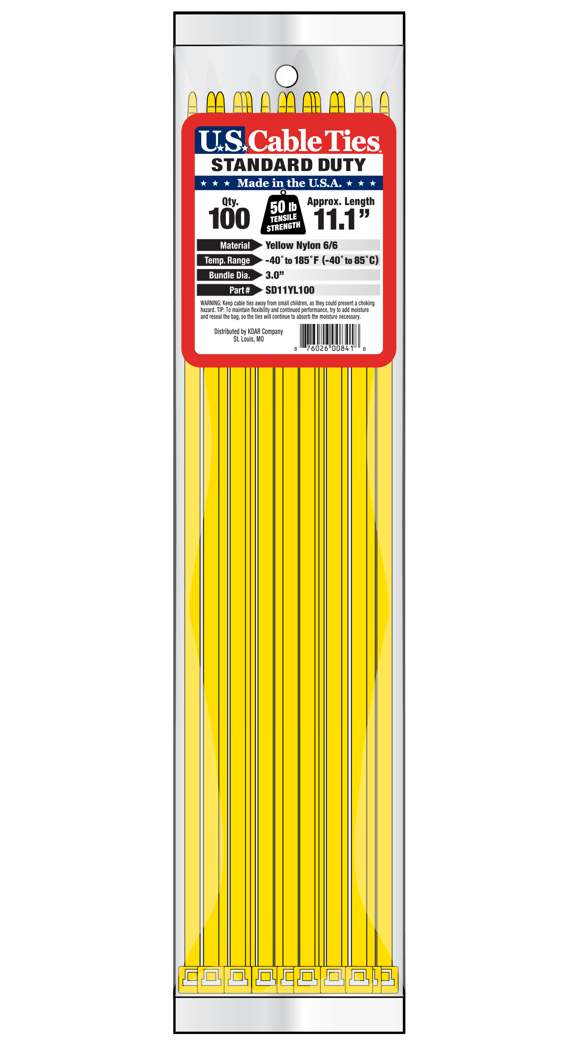 ZIP TIE 100 PACK 11" YELLOW
