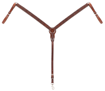 Weaver Leather Turquoise Cross Floral Carved 1-1/4" Straight Breast Collar